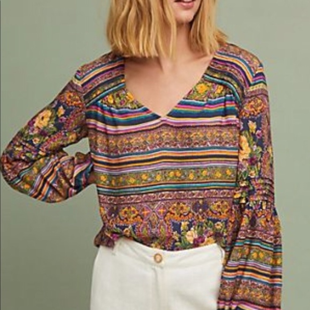 Anthropologie Maeve Ceresco Peasant Top Sz XL